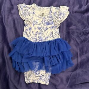 Bums and roses “Bunny” Tulle Bodysuit dress VGUC size 18-24 mos